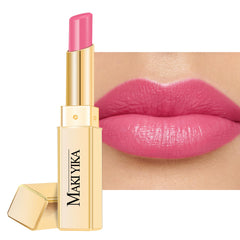 MAKI YIKA Moisture Pink Lipstick swatch on lips showing glossy hydration