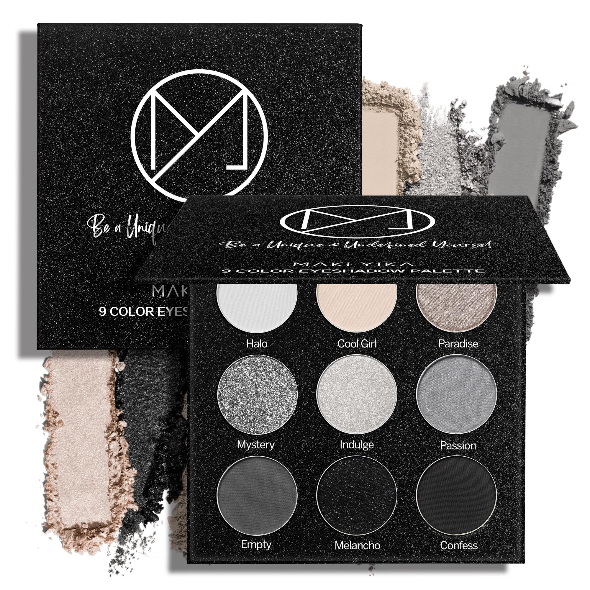 MAKI YIKA paleta de sombras smokey con 9 tonos para looks versátiles.