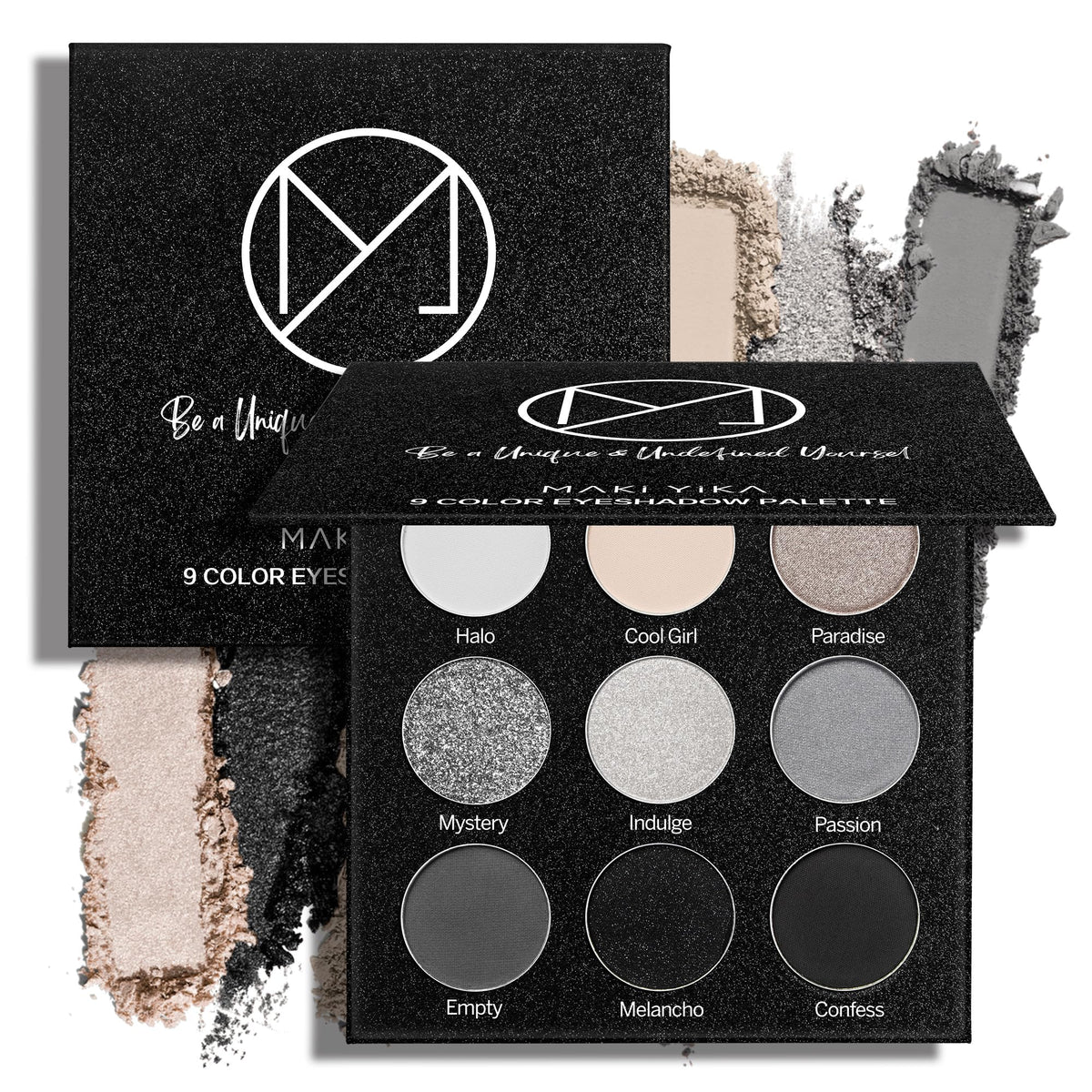 MAKI YIKA paleta de sombras smokey con 9 tonos para looks versátiles.