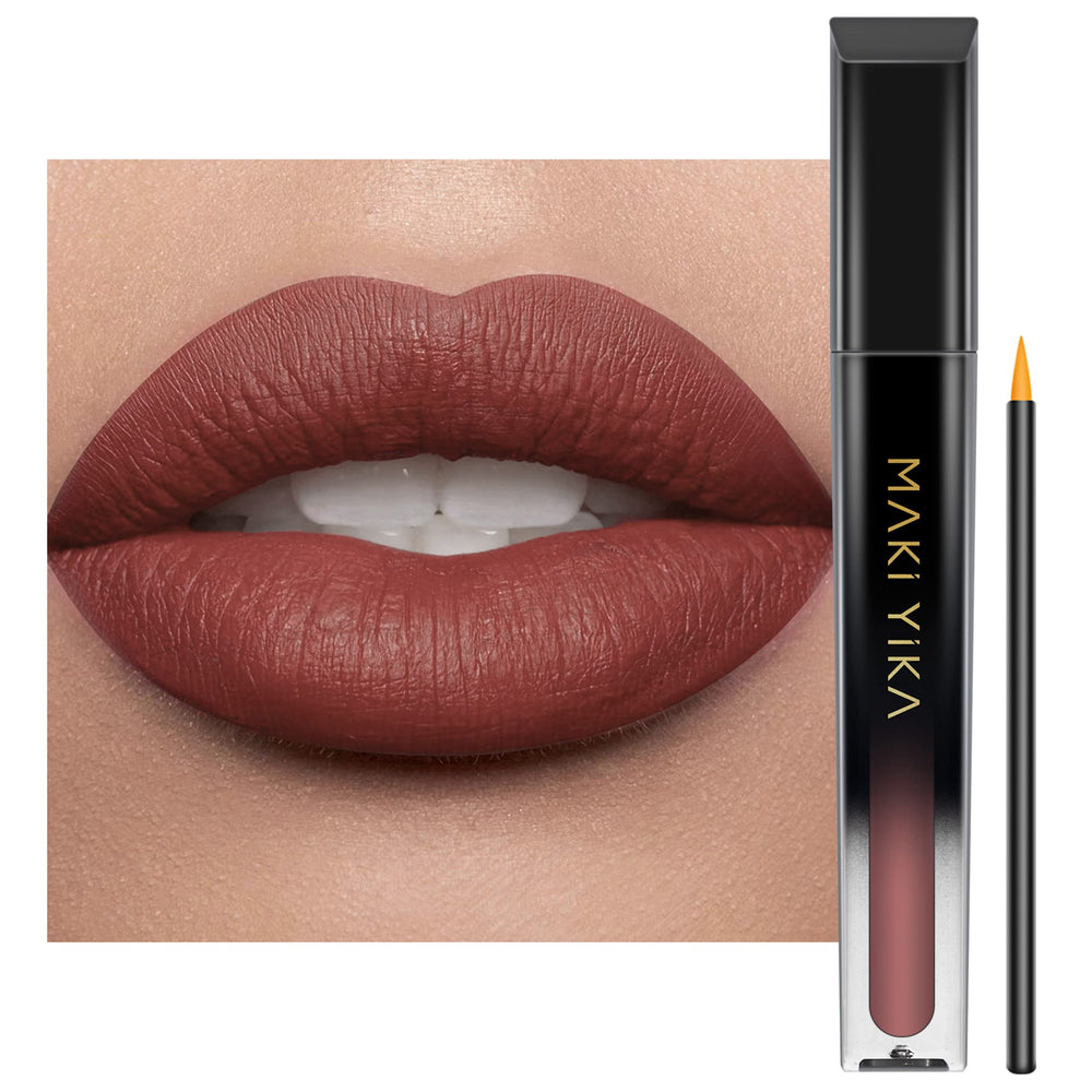 MAKI YIKA labial-mate-marron: color intenso y definición duradera para el día.