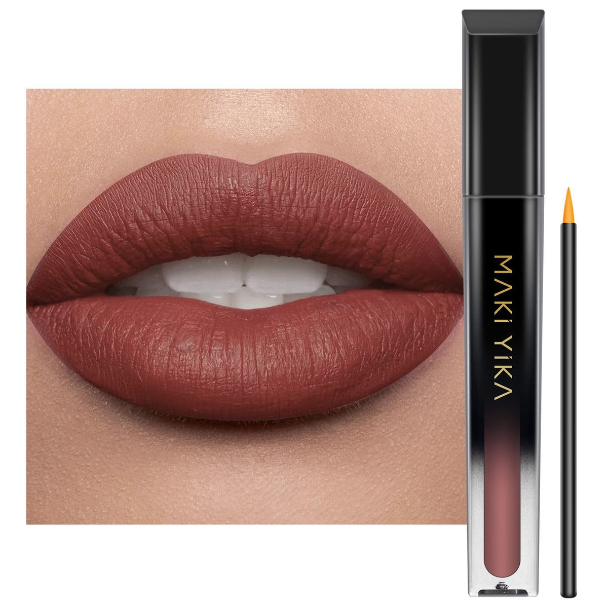 MAKI YIKA labial-mate-marron: color intenso y definición duradera para el día.