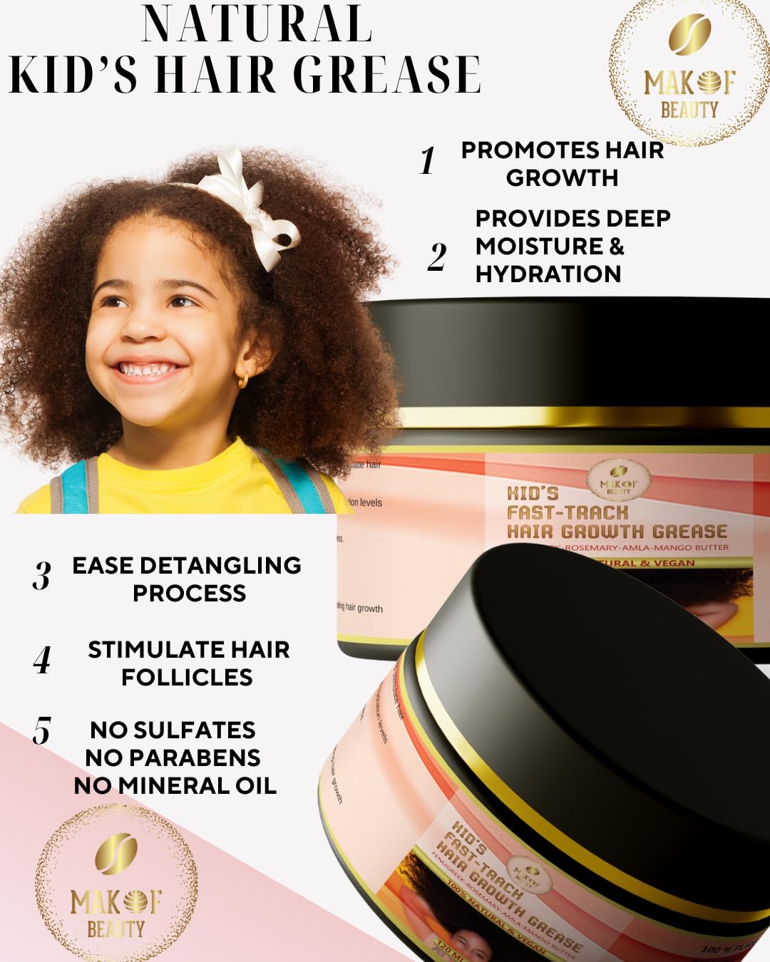 MAKOF BEAUTY uso-diario romero: acondiciona y nutre el cabello de niños.