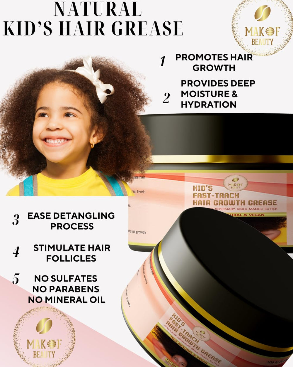 MAKOF BEAUTY uso-diario romero: acondiciona y nutre el cabello de niños.