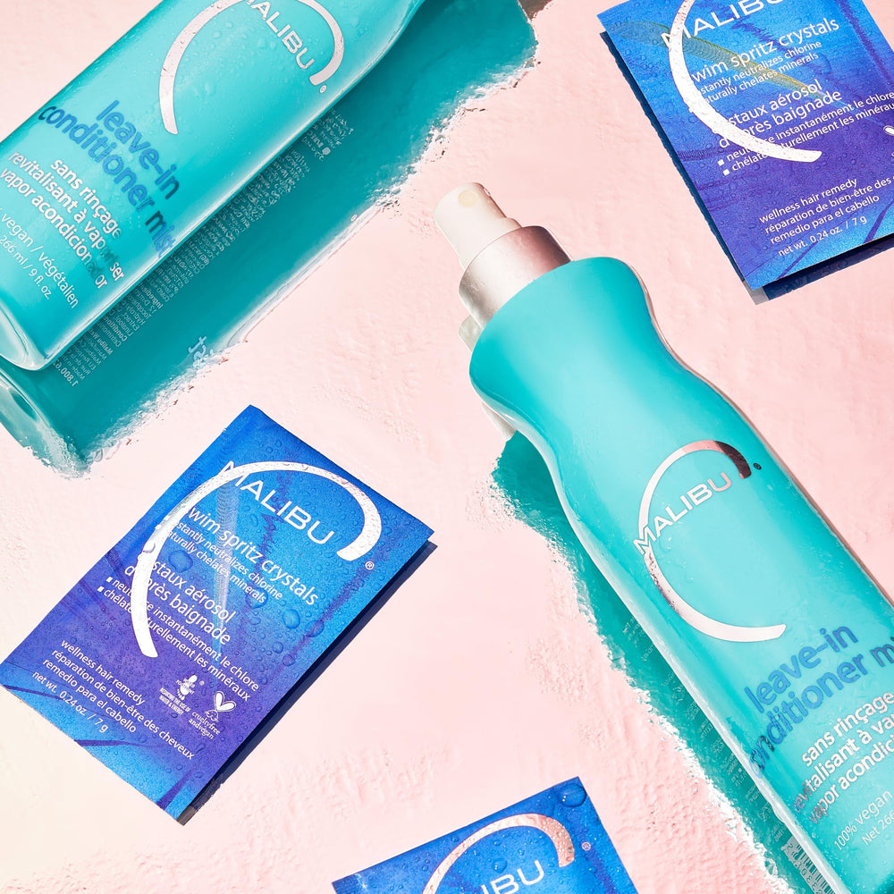 Protección anti-frizz de Malibu C para cabello liso y rizado.