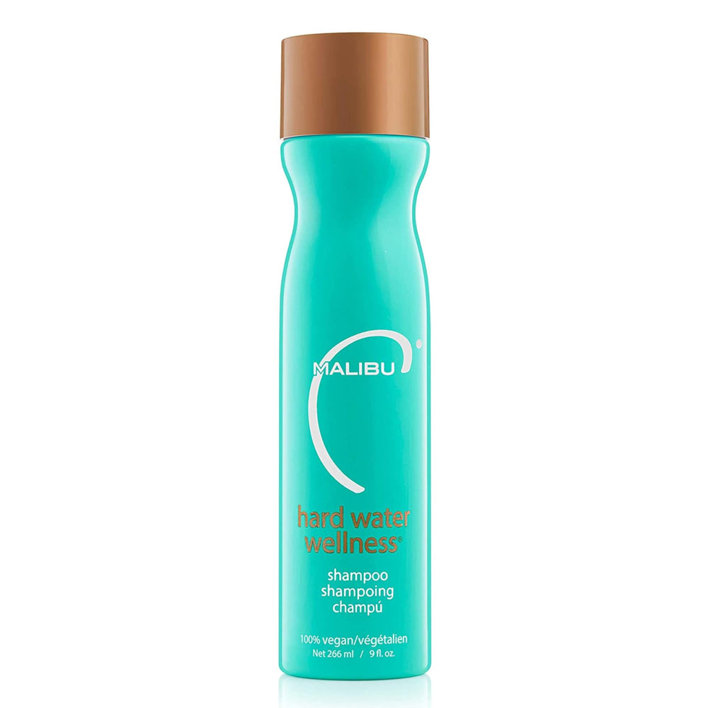 Malibu C Champú Agua Duro, botella vertiendo, detox suave para cabello