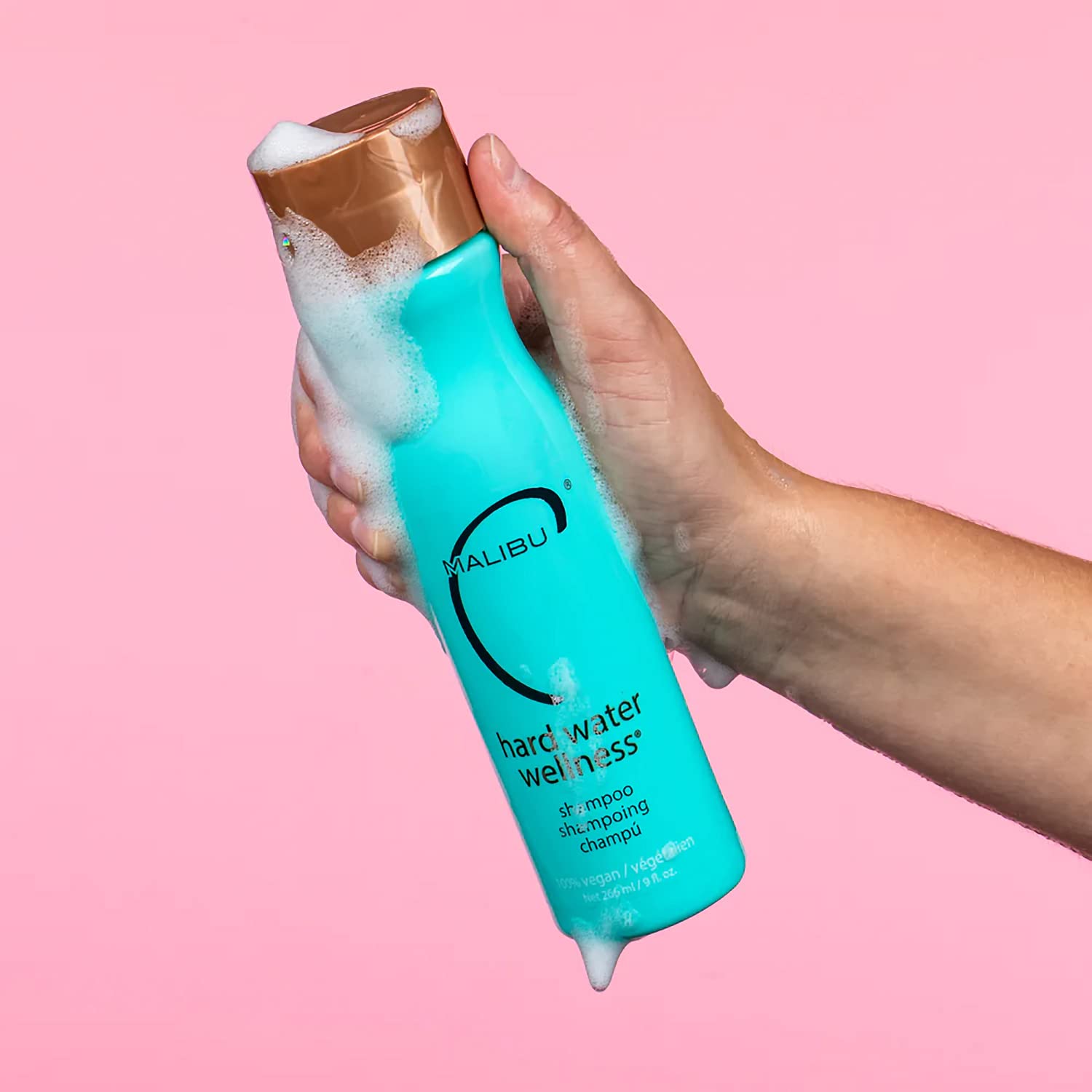 Malibu C Champú Agua Duro, espuma cremosa, limpieza profunda