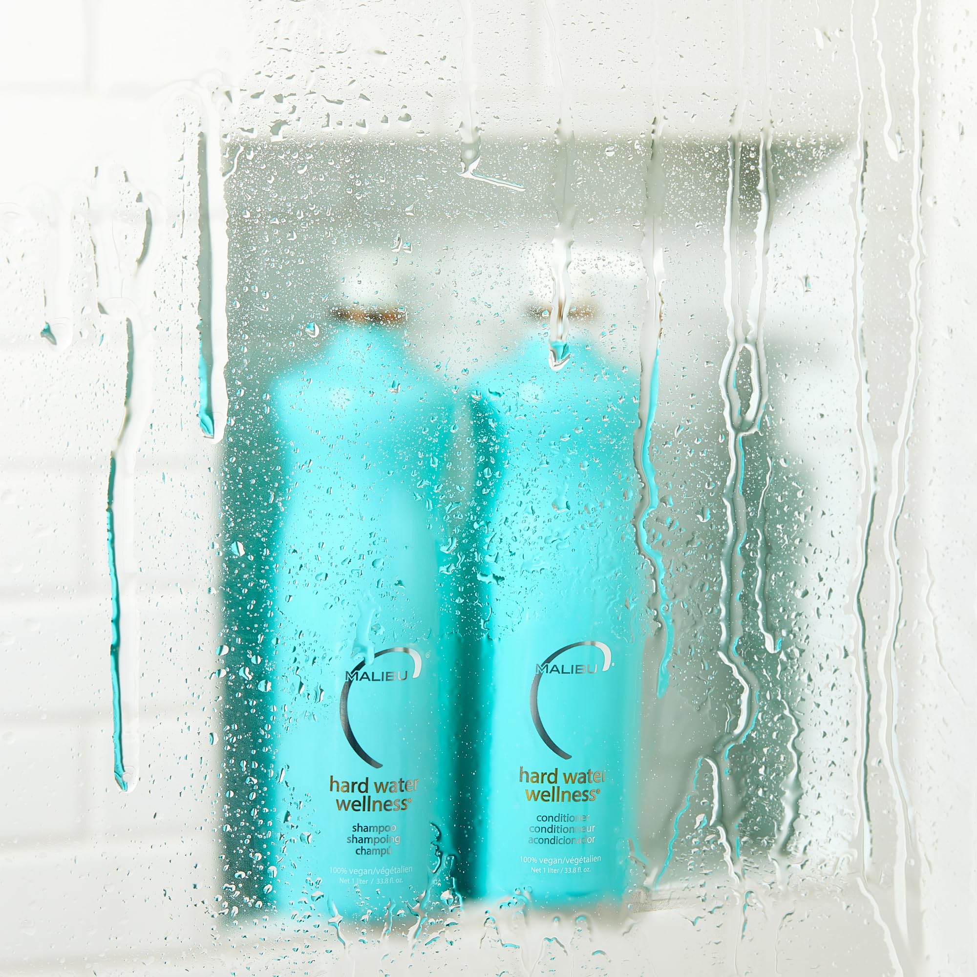 Malibu C Hard Water Conditioner bottle pour provides hydration and smoothness