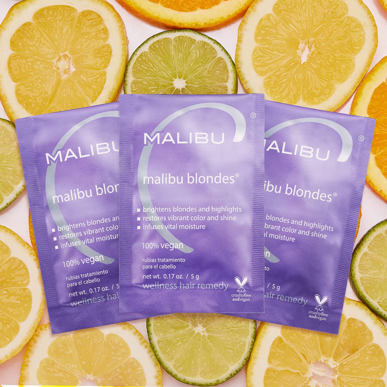 Cristales de Malibu C Remedio Blondes para neutralizar tonos indeseados.