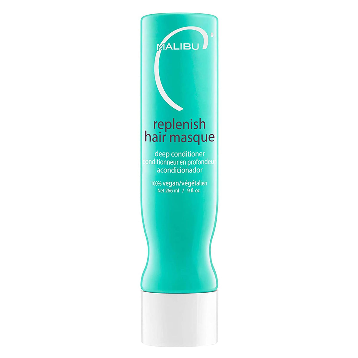 Malibu C Replenish Hair Masque jar front shows premium hydration for color-treated hair.
