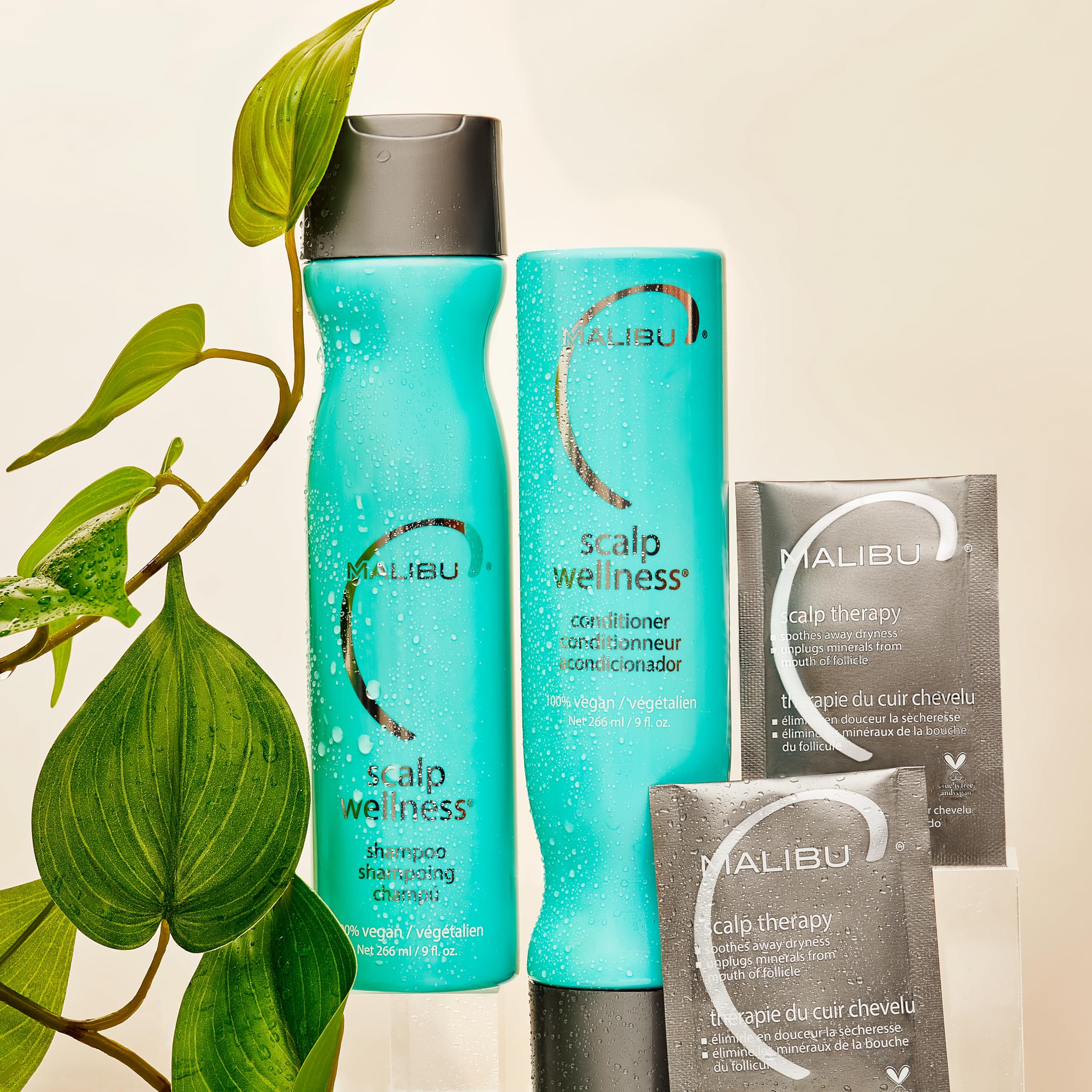 Malibu C Scalp Wellness Conditioner bottle dispense enables easy conditioning care for dry scalp