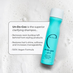 Malibu C Un-Do-Goo Shampoo cabello húmedo al aplicar para ver brillo.