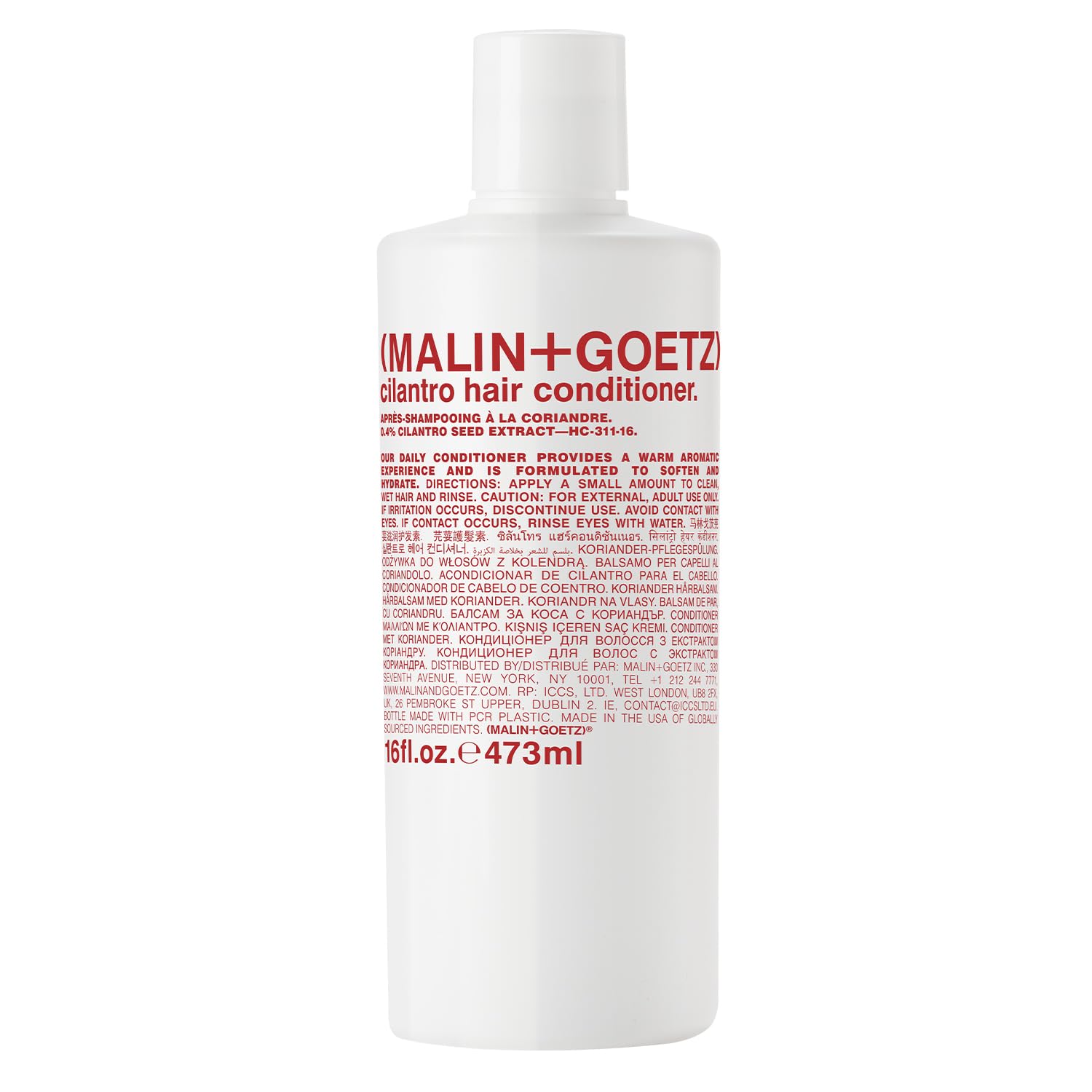 MALIN+GOETZ Cilantro Hair Conditioner bottle shows 16 oz size for daily hydration