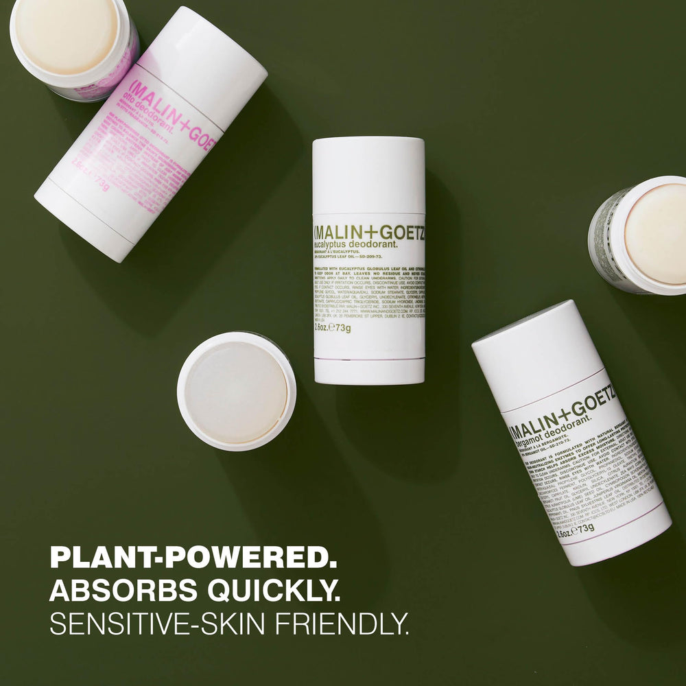 Envase cristal MALIN+GOETZ Bergamot evitando manchas en la ropa.