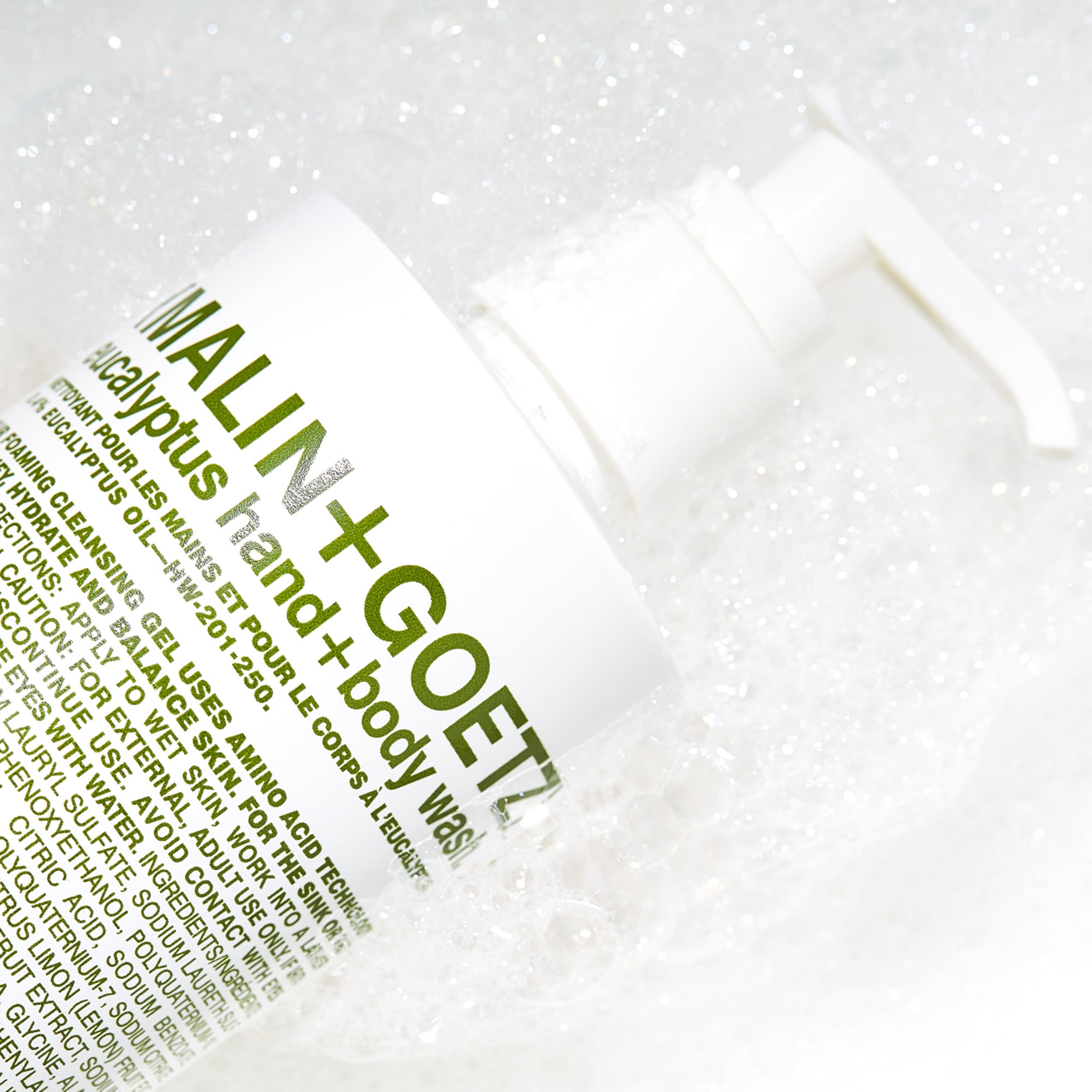 Malin+Goetz texture closeup reveals gentle cleansing with hydrating glycerin.