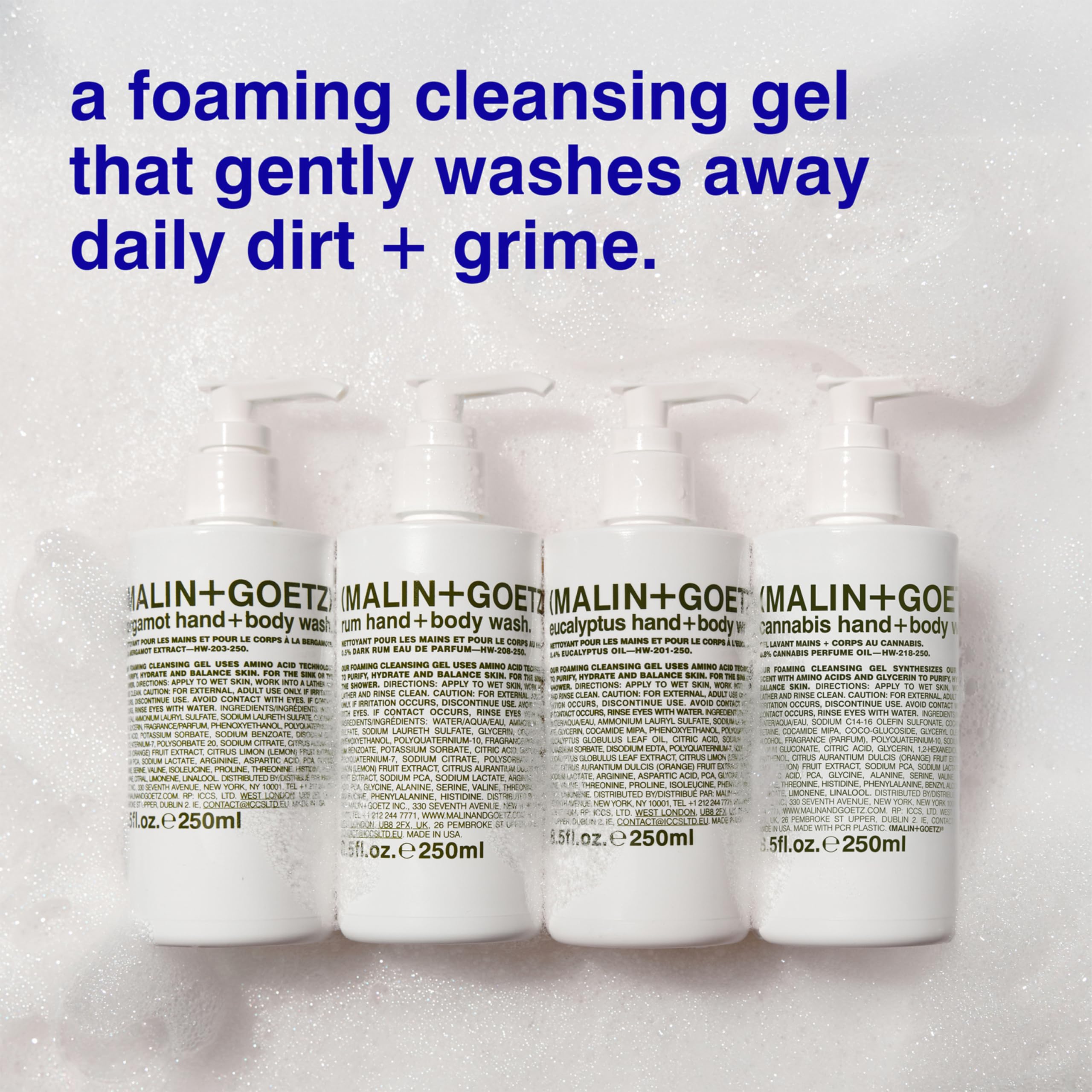 MALIN+GOETZ Rum Hand + Body Wash fragrance notes evoke warm, spicy aroma during use.