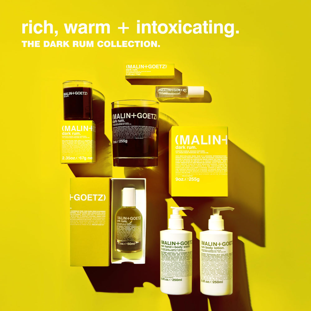 MALIN+GOETZ Rum Hand + Body Wash pump dispenser enables easy application.