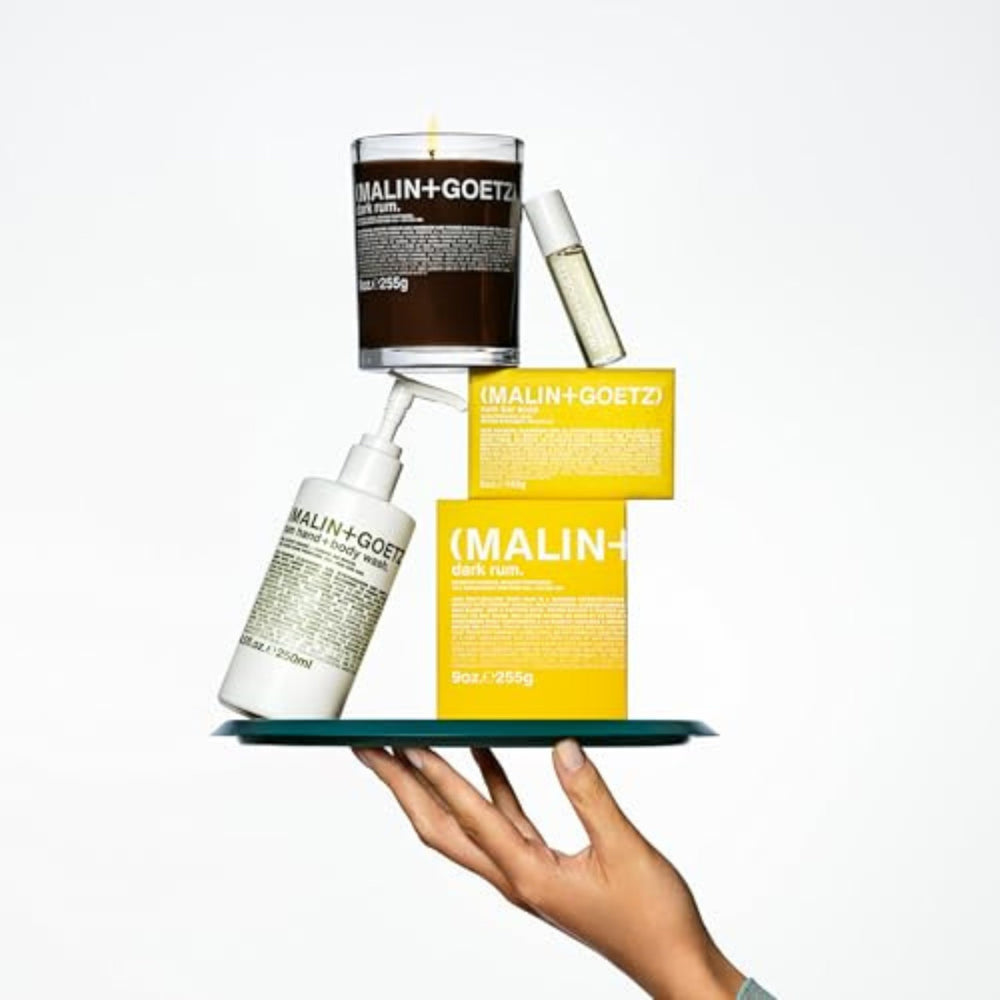 MALIN+GOETZ Rum Hand + Body Wash vegan formula offers gentle care without harsh ingredients.