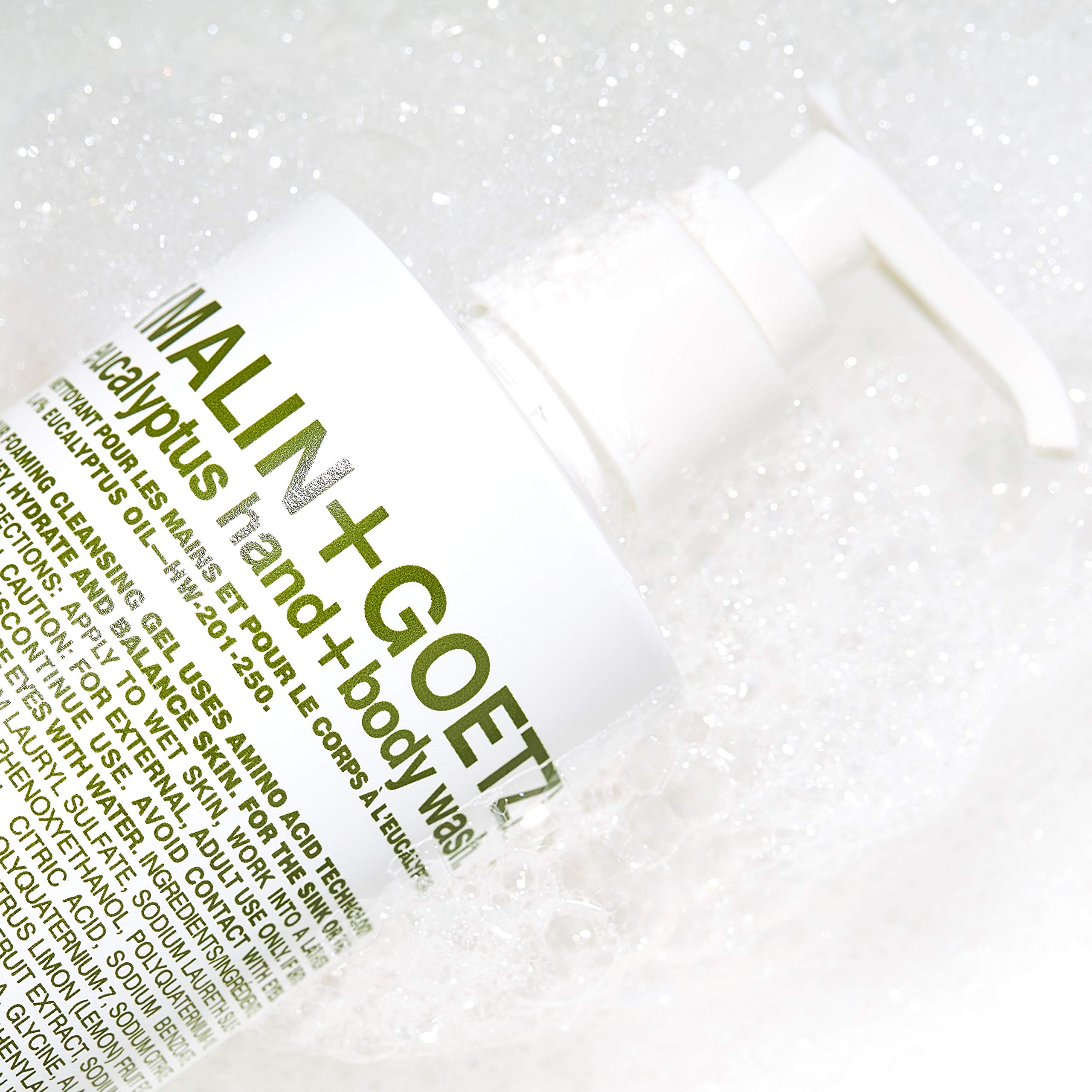 MALIN+GOETZ shower foam delivers aromatic cleanse without residue.