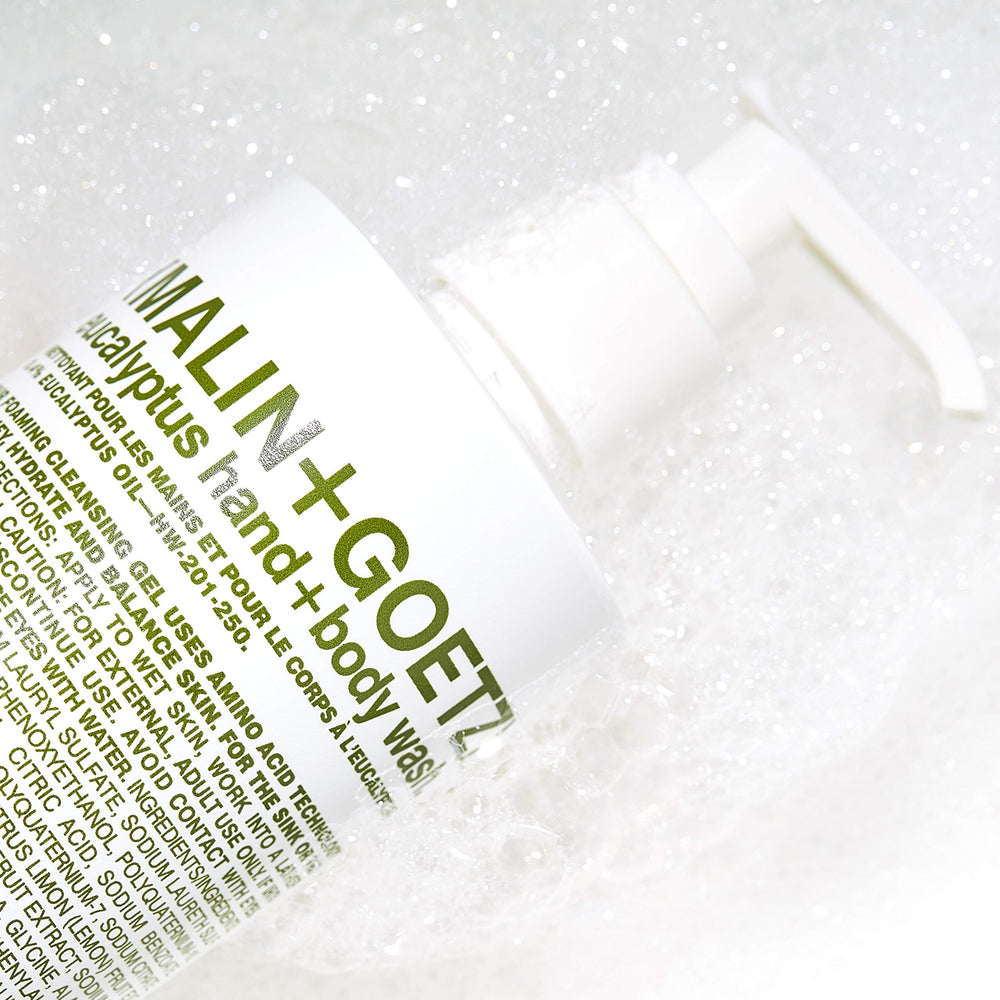 MALIN+GOETZ shower foam delivers aromatic cleanse without residue.