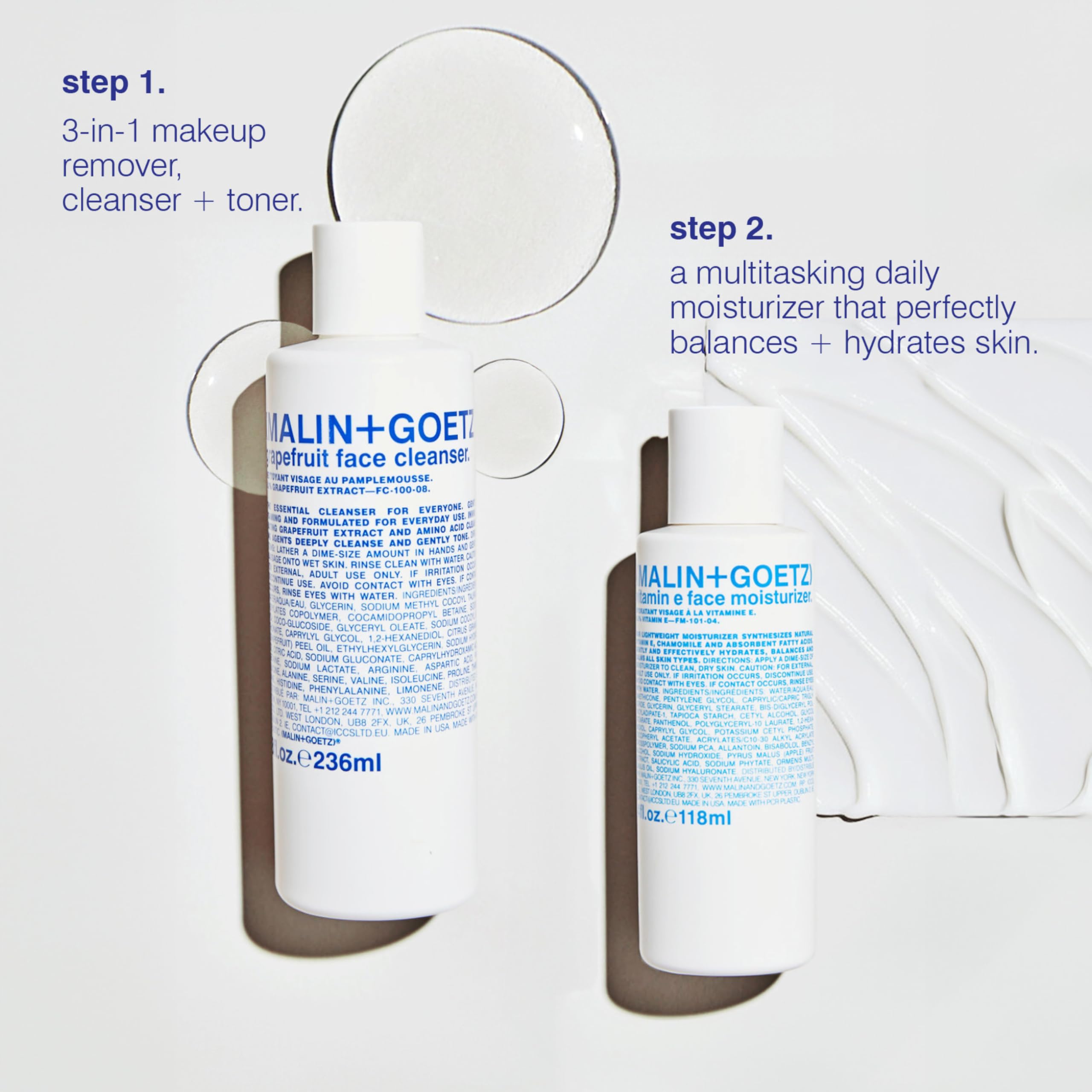 MALIN+GOETZ Vitamin E Face Moisturizer in palm for easy routine
