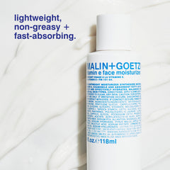 MALIN+GOETZ Vitamin E Face Moisturizer texture demonstrates quick absorption without shine