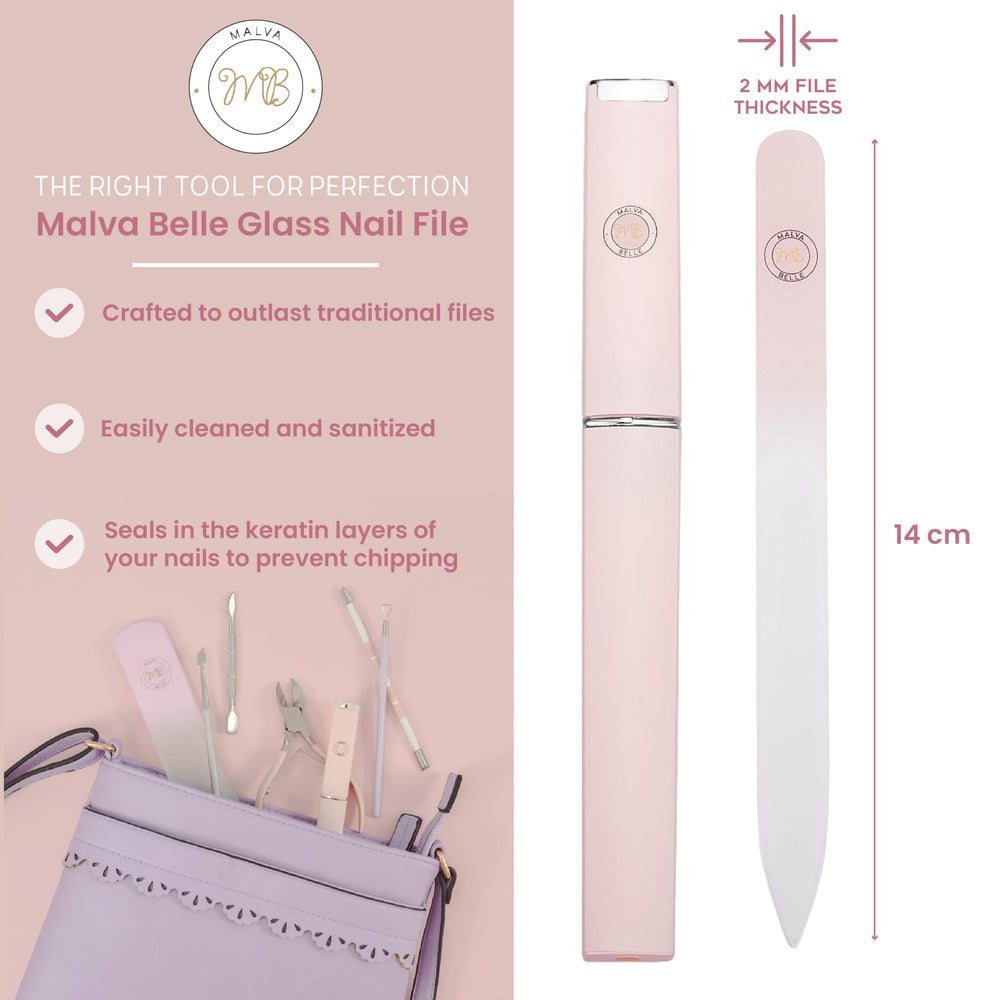 Malva Belle travel case shown for convenient on-the-go nail care.