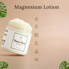 Mama Bear Oasis lavender magnesium lotion being applied to hands and feet