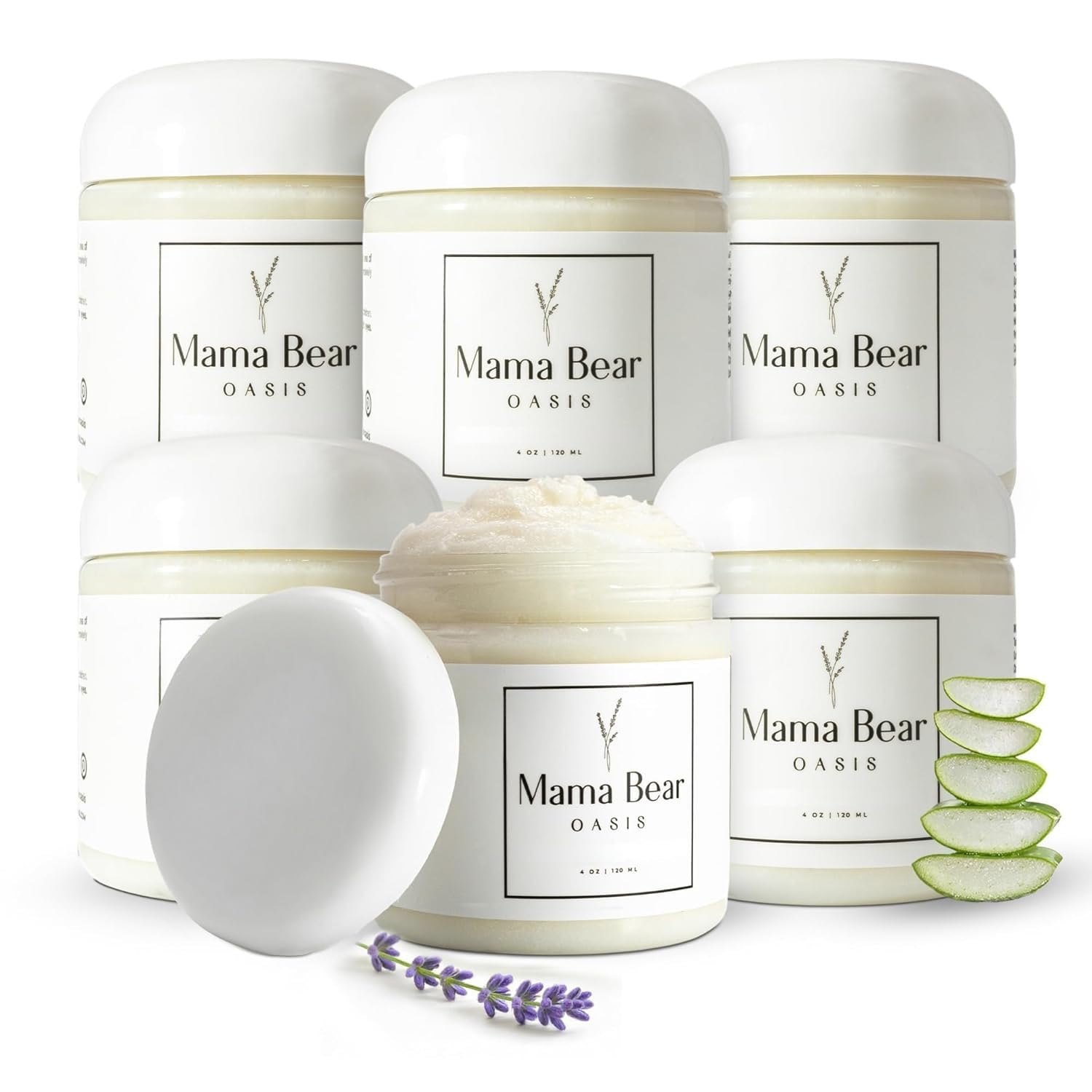Mama Bear Oasis lavender magnesium lotion packaging close-up for daily skin care
