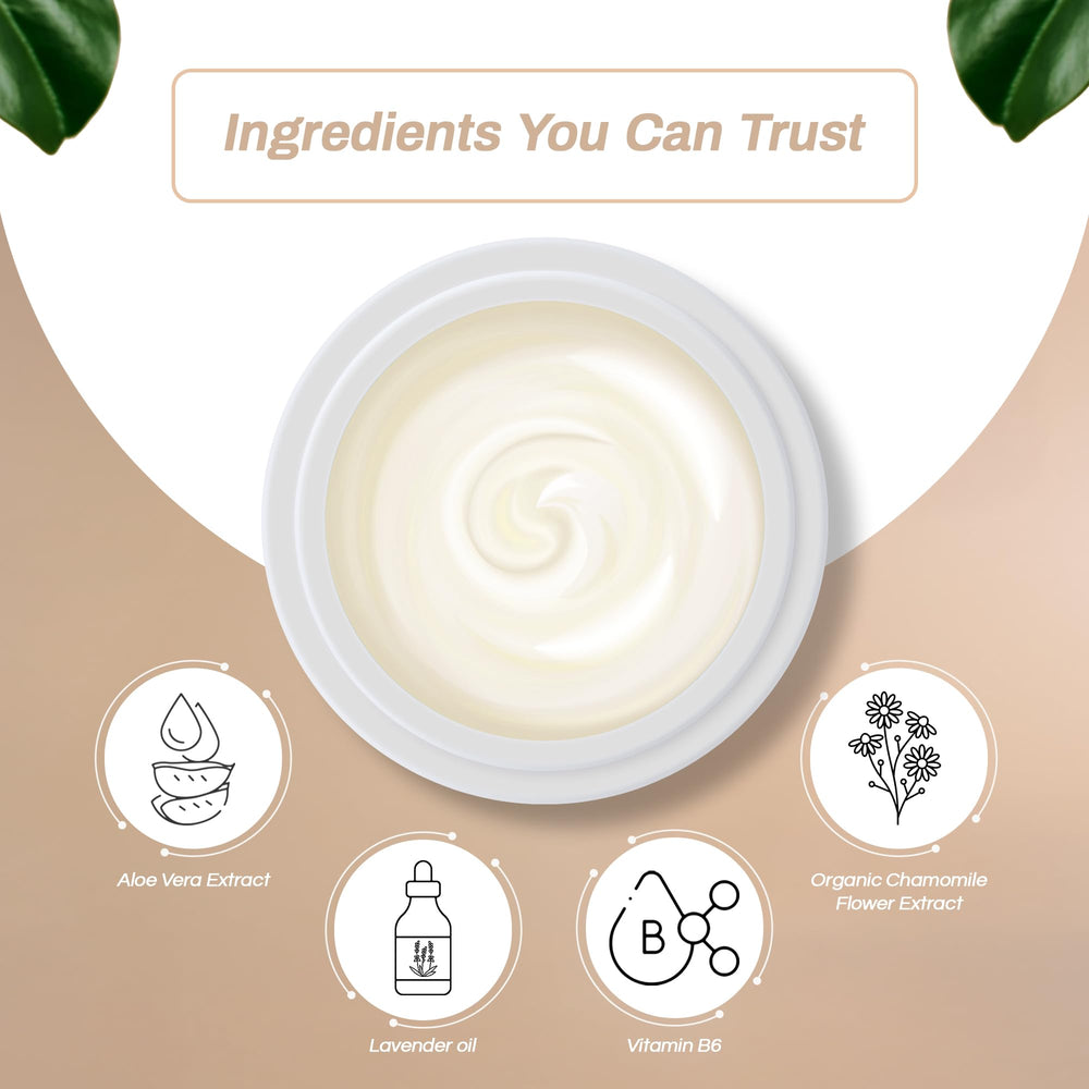 Creamy texture of Mama Bear Oasis lotion for a soothing hand massage