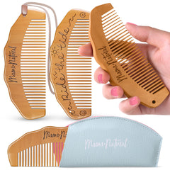 Mama Natural Tide birth comb hand-fit pear wood for comfortable grip during labor.