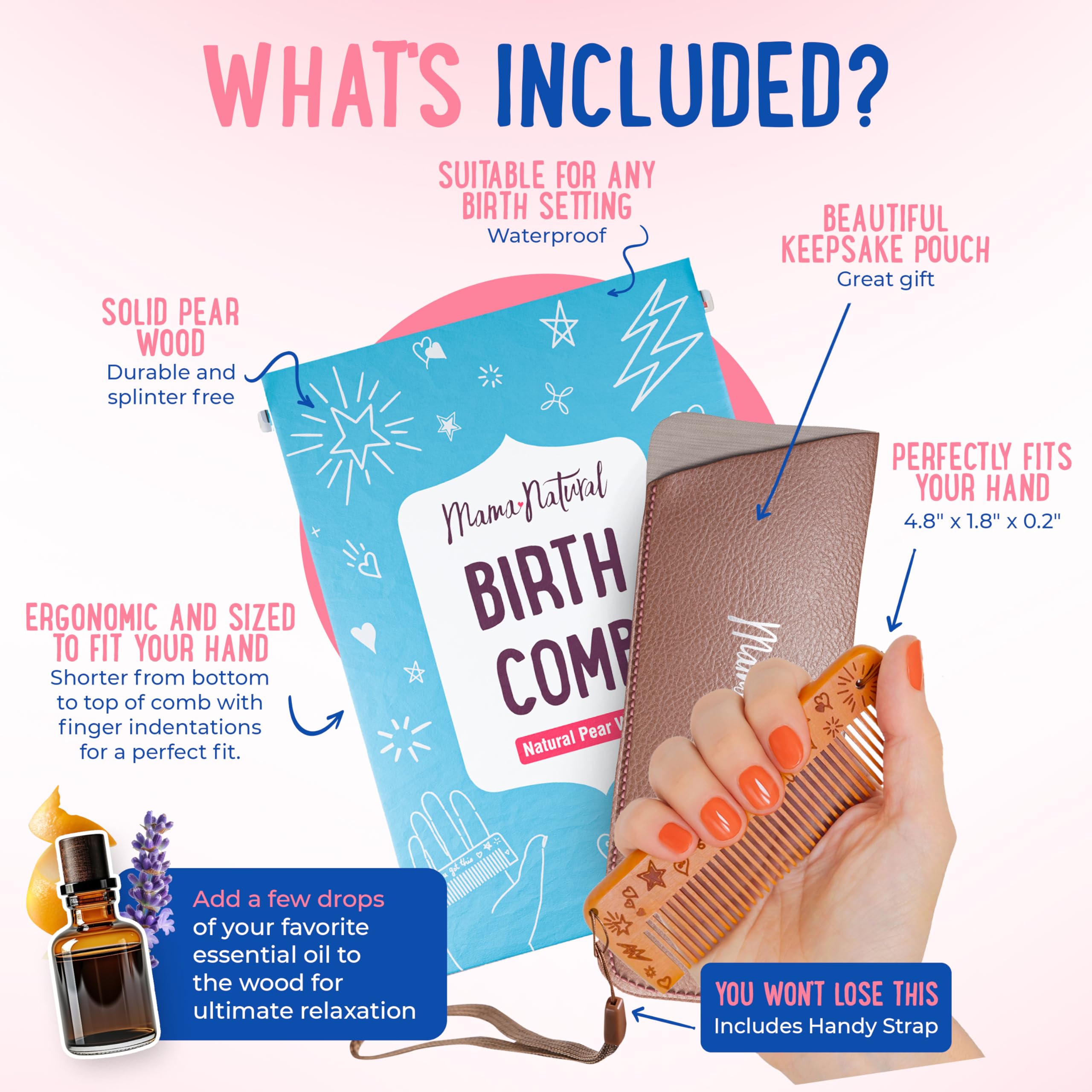 Mama Natural labor comb doubles as a versatile distraction during anxiety