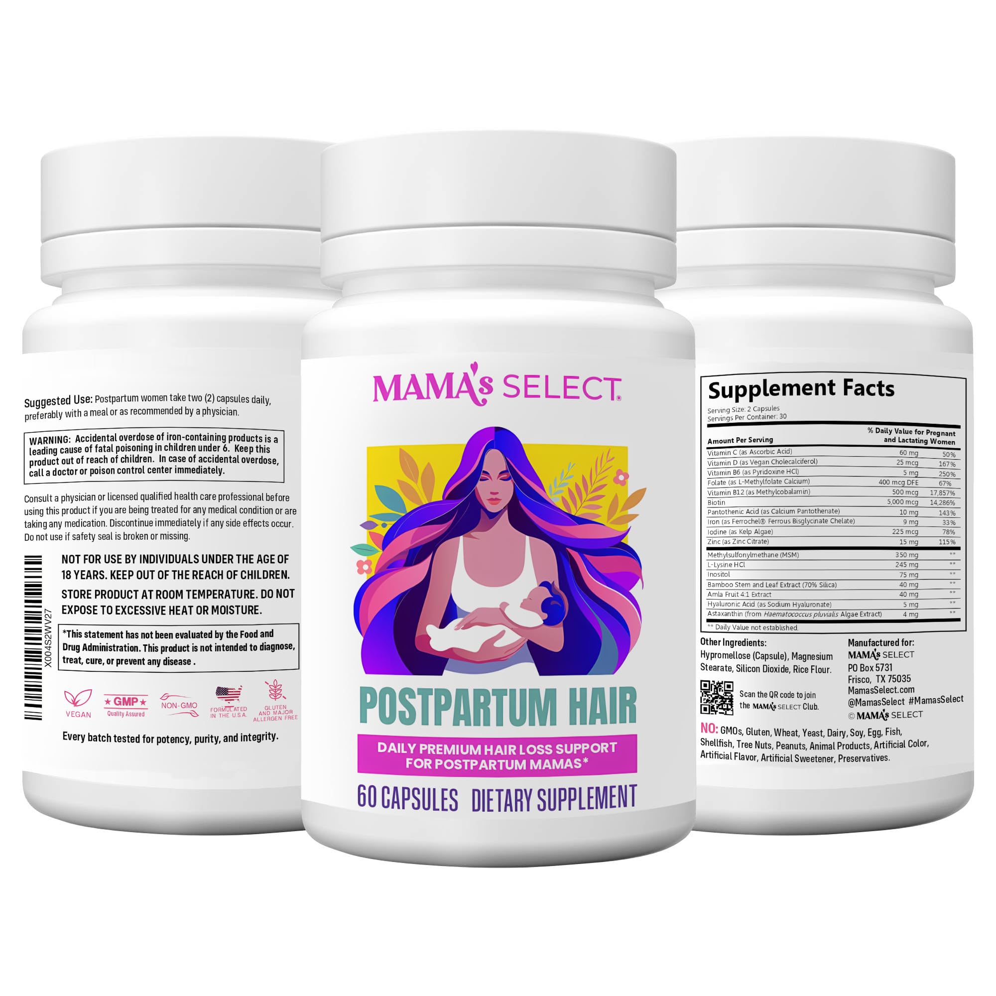 Mama's Select hair health illustration indicating growth and shine potential.