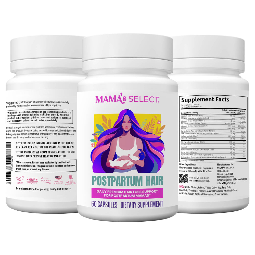 Mama's Select hair health illustration indicating growth and shine potential.
