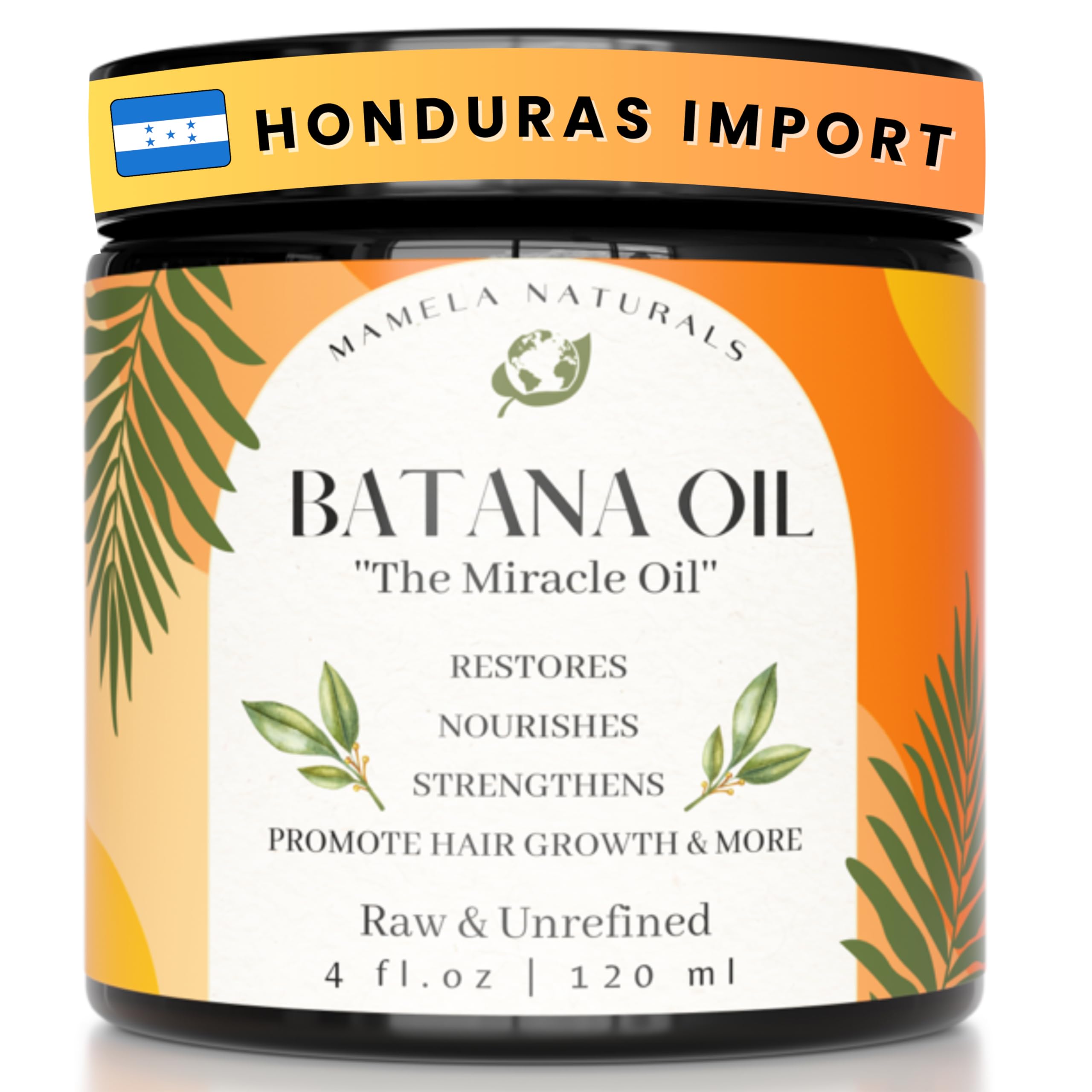 Mamela Naturals Batana oil bottle shows pure, unrefined formula for hair growth support.