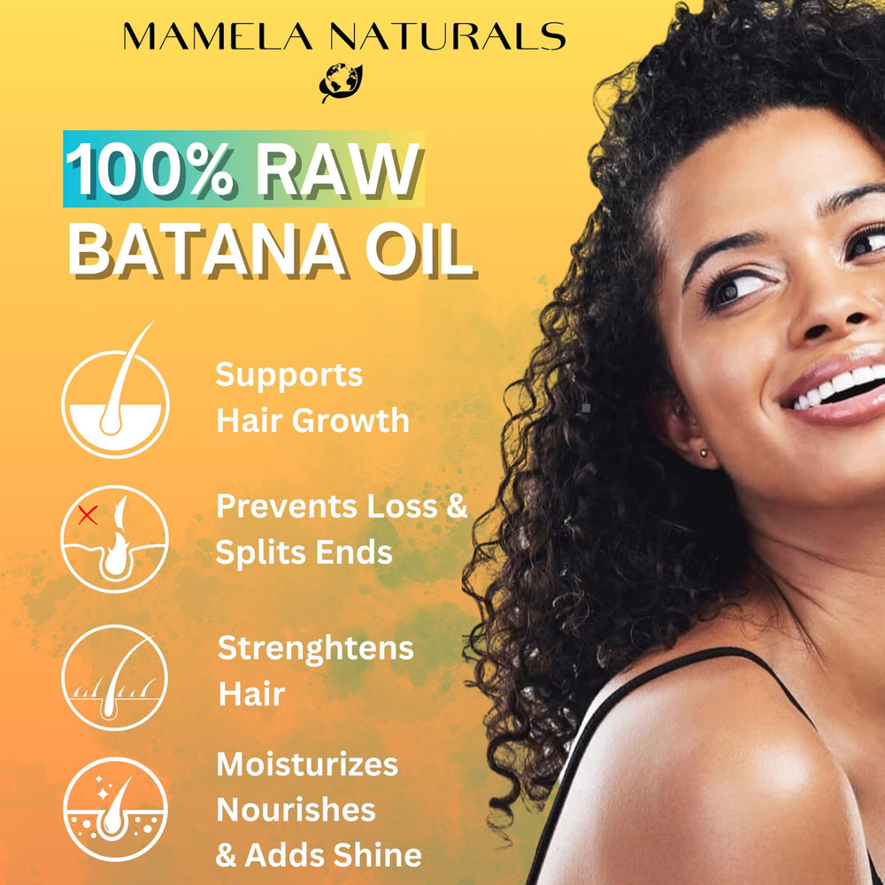 Mamela Naturals batana oil packaging highlights chemical-free hair care.