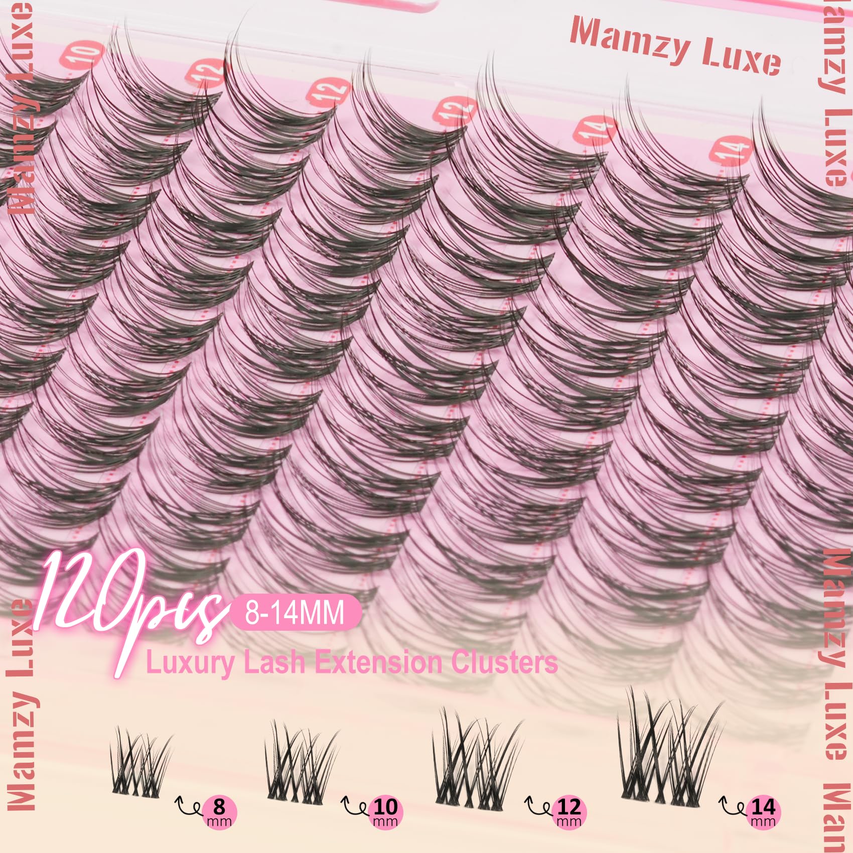 Mamzy Luxe clear-band lash clusters disappear against lashes