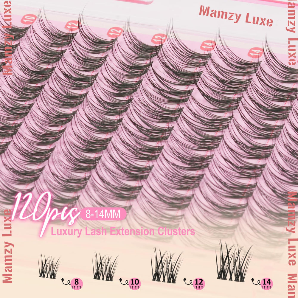 Mamzy Luxe clear-band lash clusters disappear against lashes