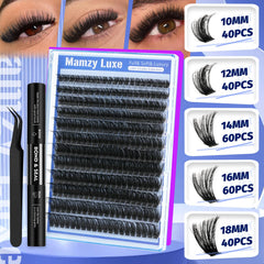 Mamzy Luxe lash cluster tweezers in action for precise placement.