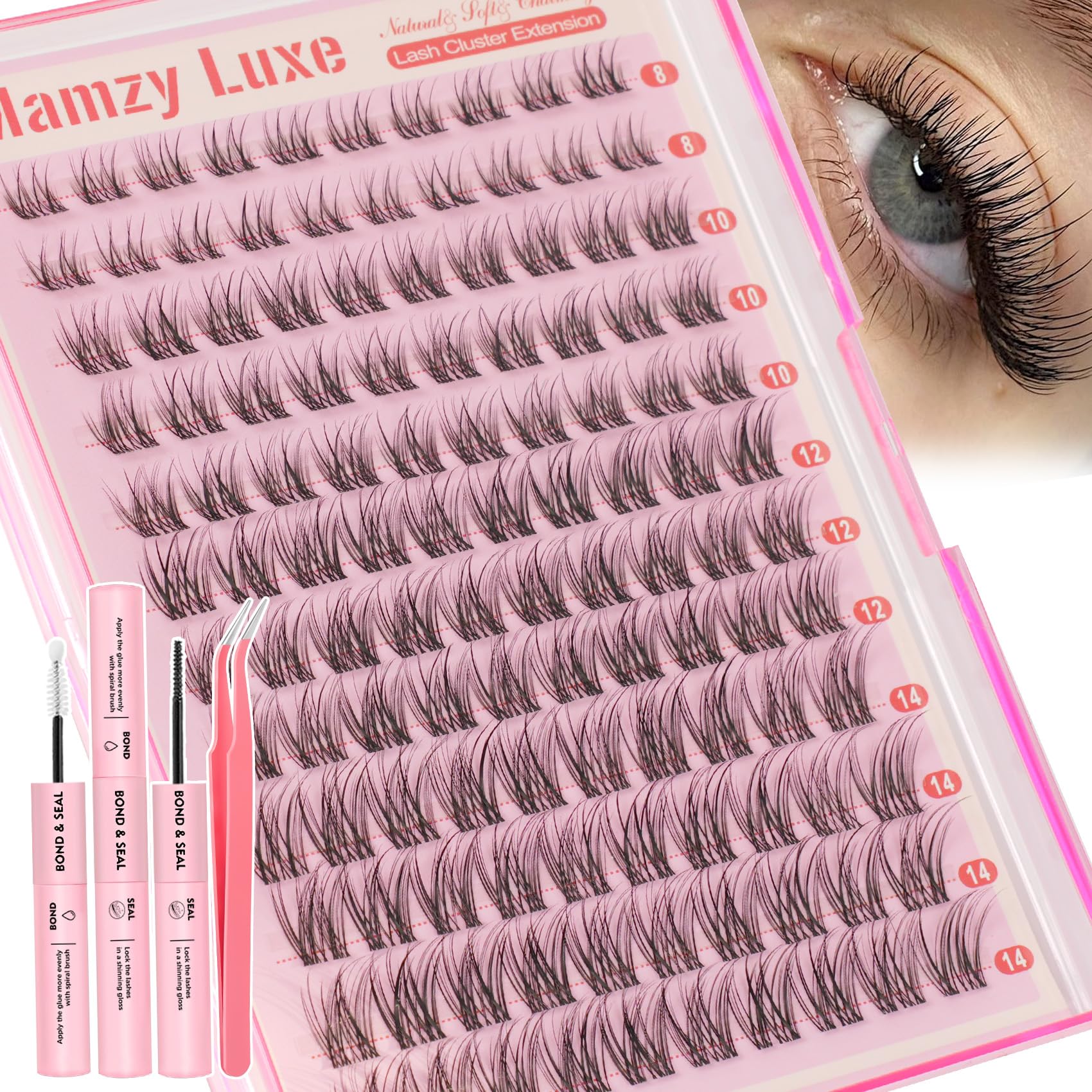 Mamzy Luxe natural lash clusters 8-14mm for effortless daily glam