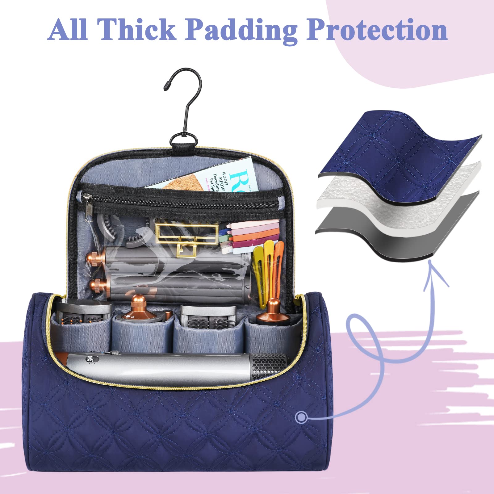 Four padded compartments keep barrels, brushes, and attachments neatly organized.
