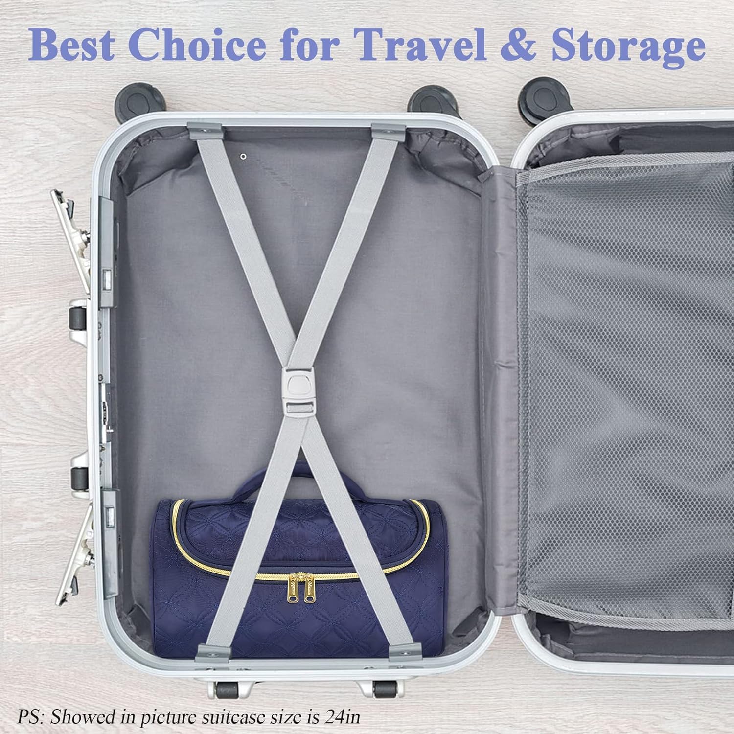 Compact dimensions fit in a suitcase while keeping essentials together.