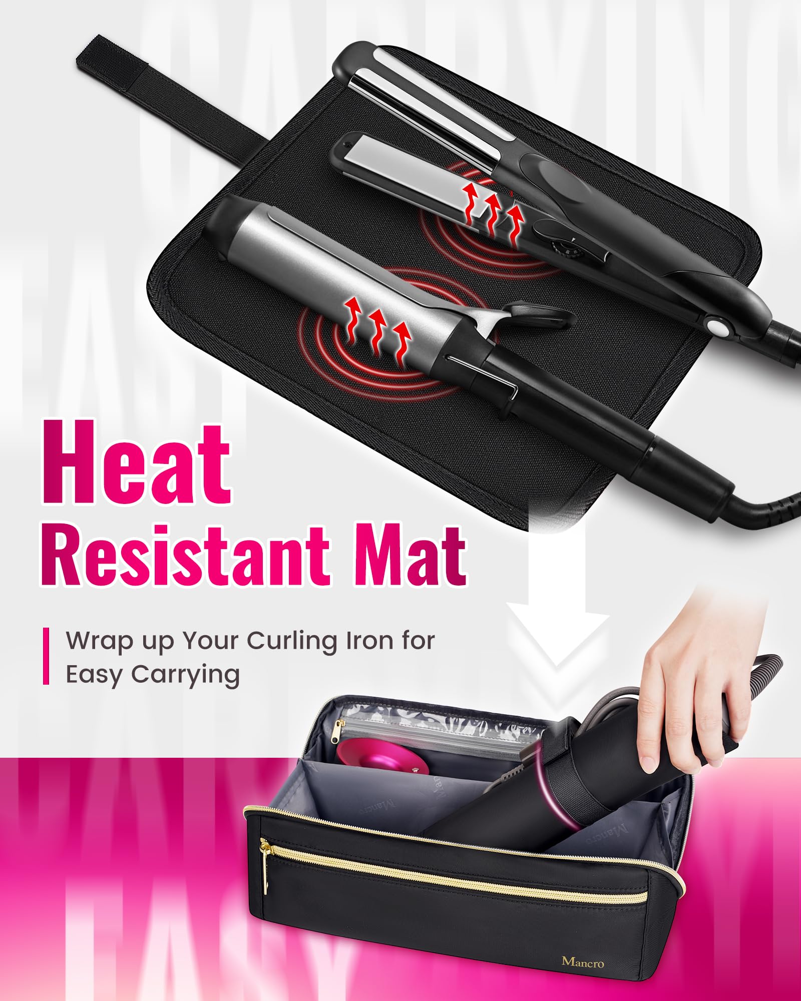 Mancro water-resistant exterior shields tools during travel.