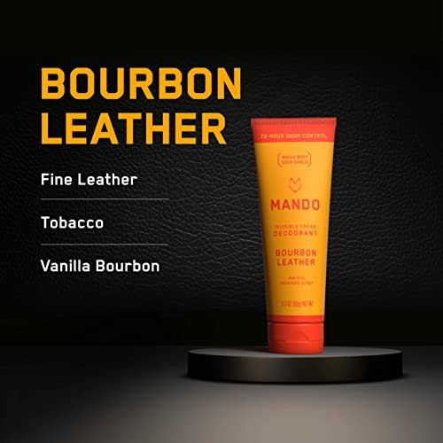 Mando deodorant tube close-up emphasizes skin-safe, baking-soda-free design.
