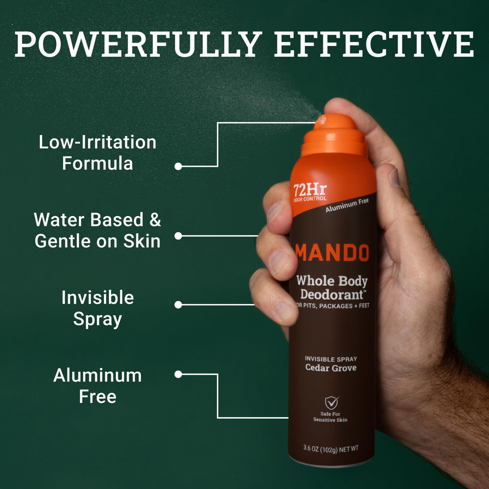 Mando 72-hour odor control graphic highlights long-lasting protection.