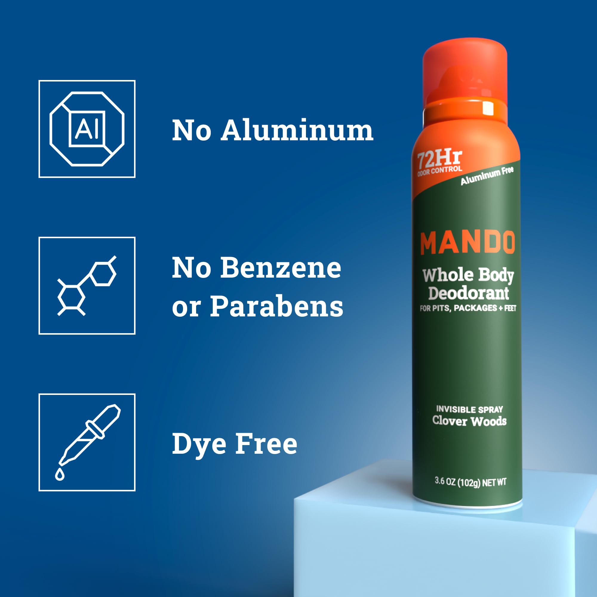 Mando icon indicating aluminum- and benzene-free formula