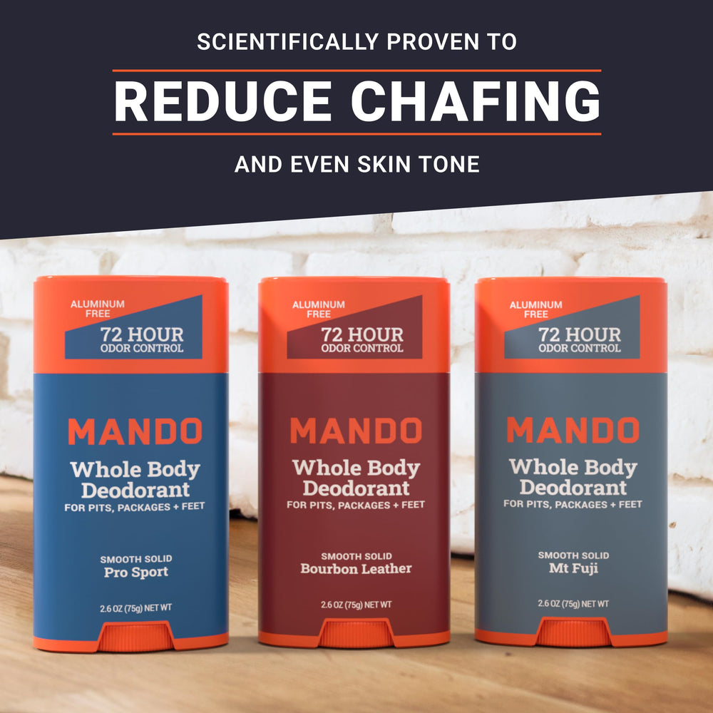 Mando baking-soda-free label emphasizes gentle formula for sensitive skin