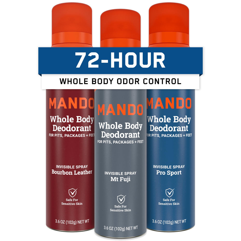 Mando Bourbon Leather bottle with invisible spray for long-lasting odor control.