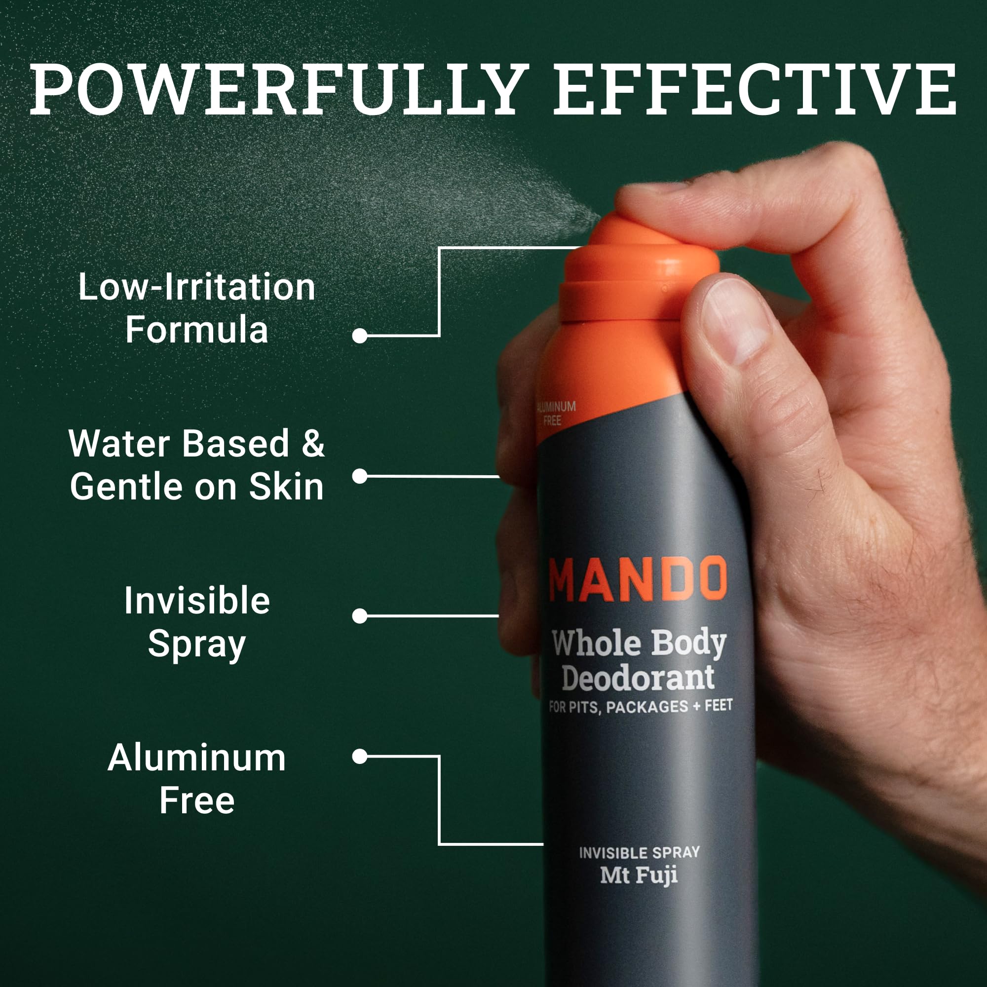 Mando odor-control-72-hours graphic emphasizes long-lasting freshness with minimal reapplication.