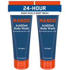 Mando Odor Shield bottle front view highlighting the label for long-lasting freshness.