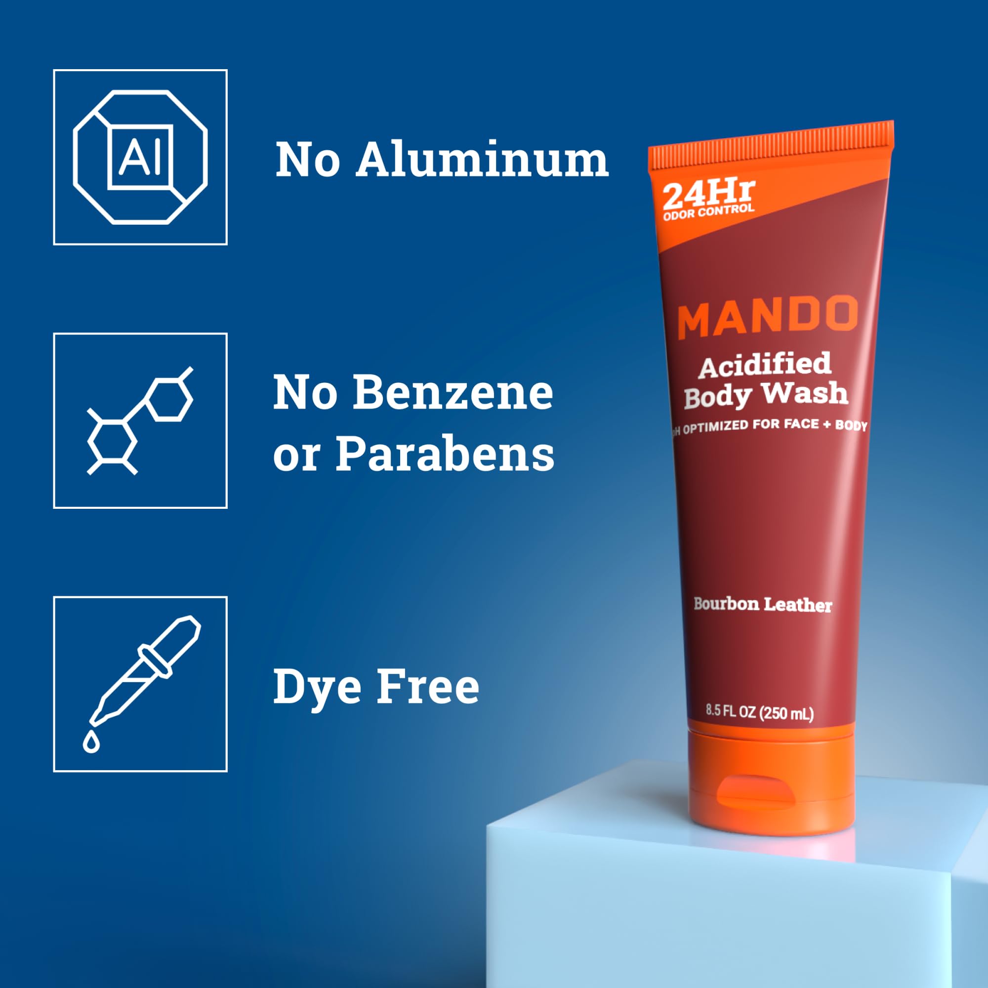 Creamy lather from Mando Odor Shield Body Wash creates a refreshing cleanse.
